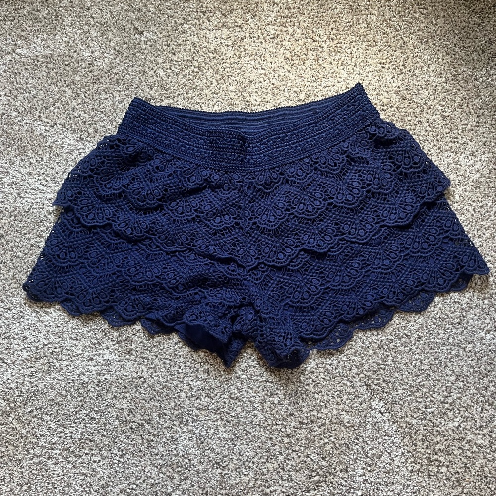 Justice High Waist Blue Lace Shorts